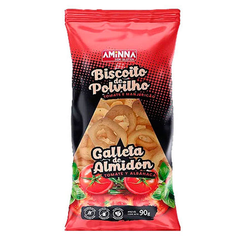 Biscoito de Polvilho Tomate e Manjerição Aminna 90g