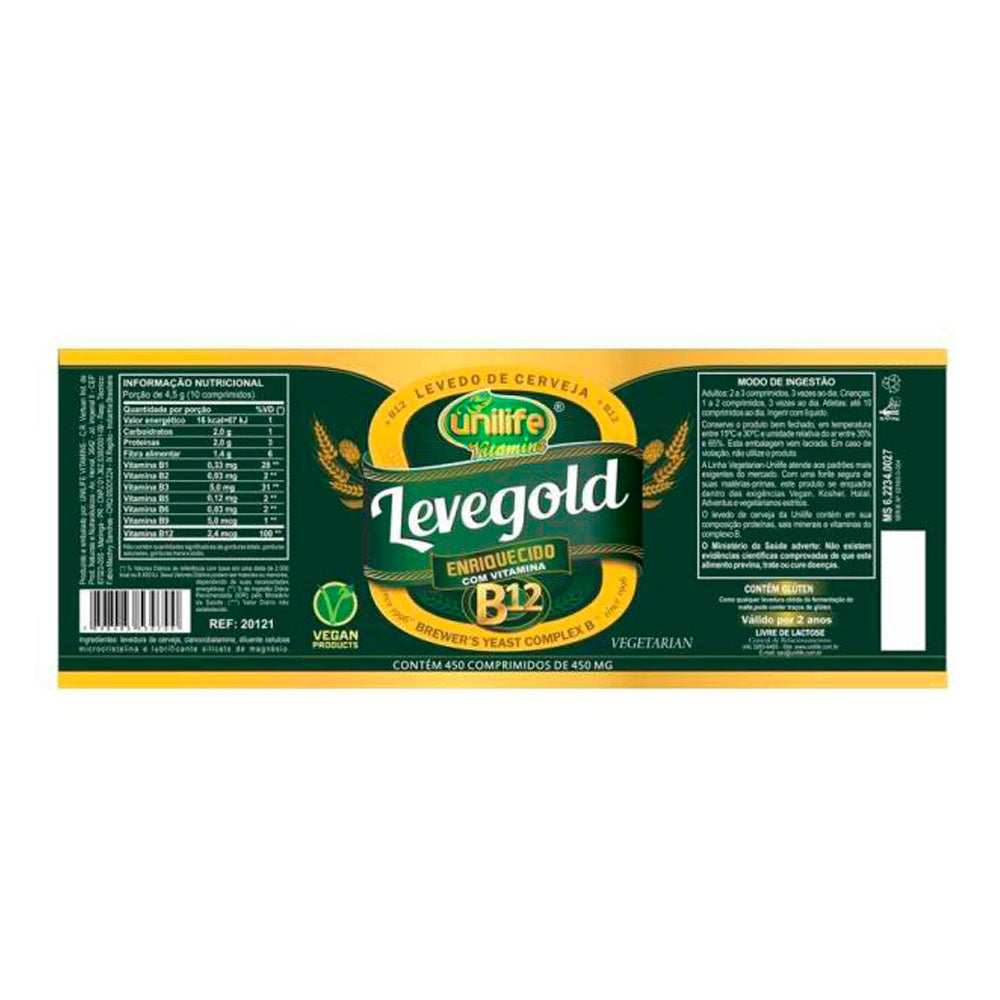 Levegold + Vitamina B12 Unilife 450 Comprimidos