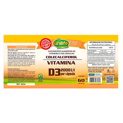 Vitamina D - Calciferol Unilife 60 Cápsulas