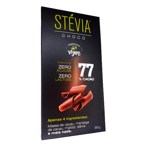 Chocolate 77% Cacau com Stévia StéviaChoco 80g