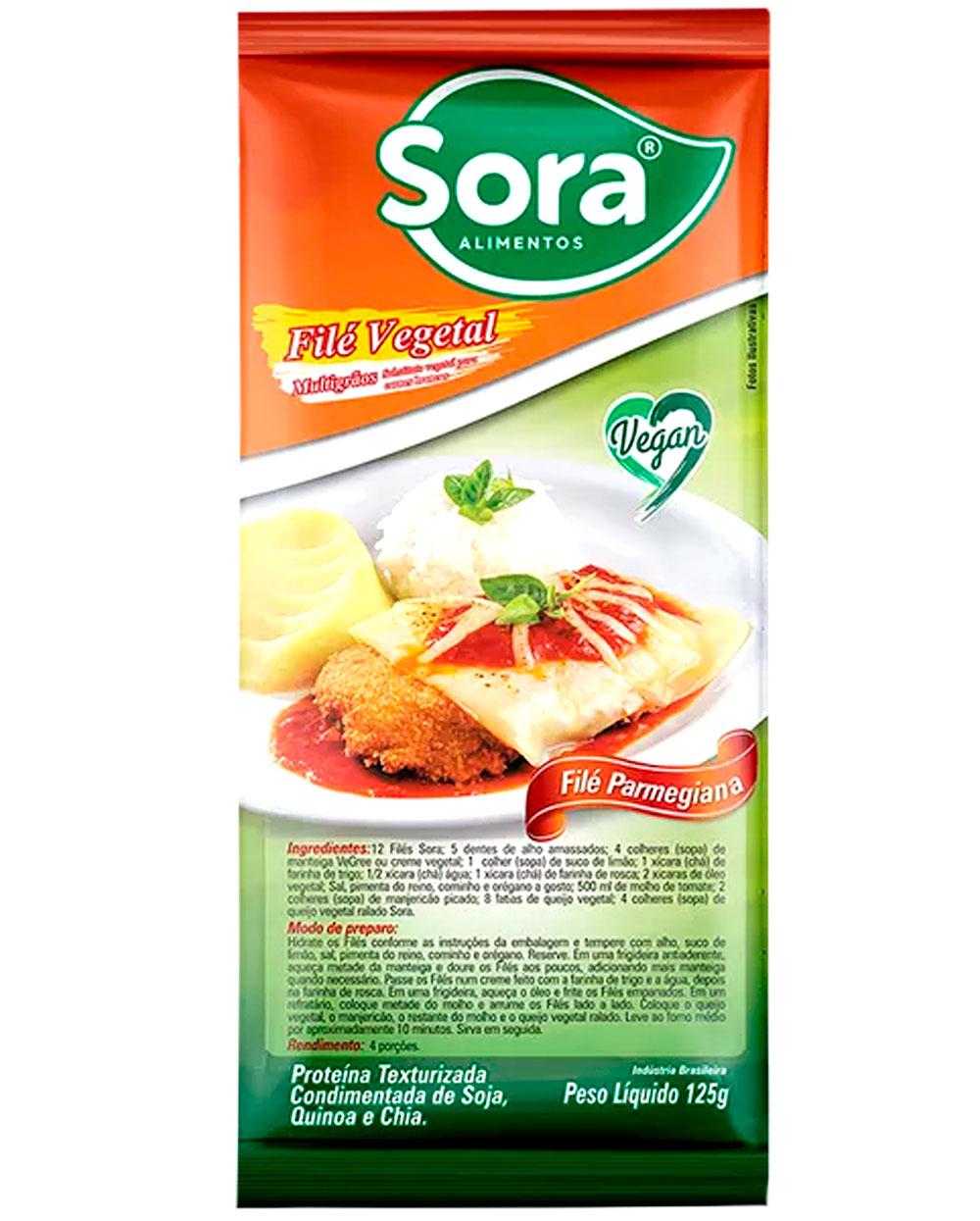 Filé de Proteína Vegetal Branco Parmegiana Multigrãos Sora 125g