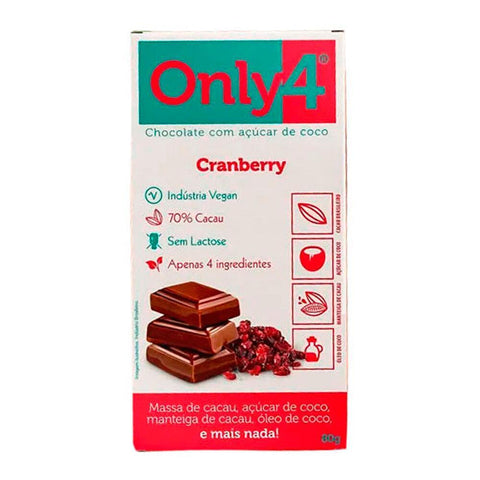 Chocolate 70% Cacau com Cranberry Zero Only4 80g