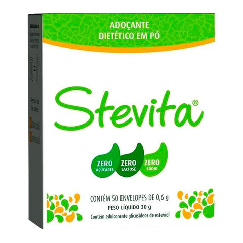 Adoçante Stevia Em Pó Stevita 50 Sachês De 0,6g