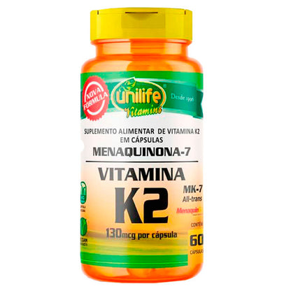 Vitamina K2 Menaquinona - Unilife - 60 Cápsulas