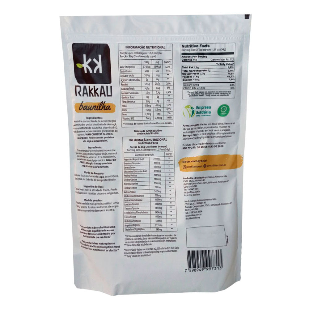 Proteína Concentrada De Arroz Rice Protein Raw Rakkau 600g