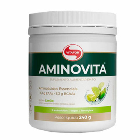 Aminovita 9 Aminoácidos Vegano Limão Vitafor 240g