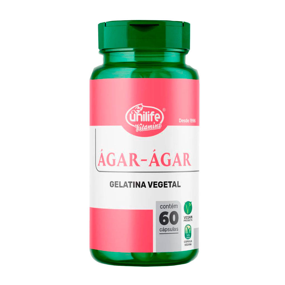 Gelatina Vegetal Agar-Agar - Unilife - 60 Cápsulas