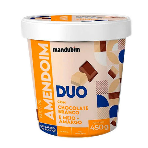 Pasta de Amendoim Duo Chocolate Branco e Amargo Mandubim 450g