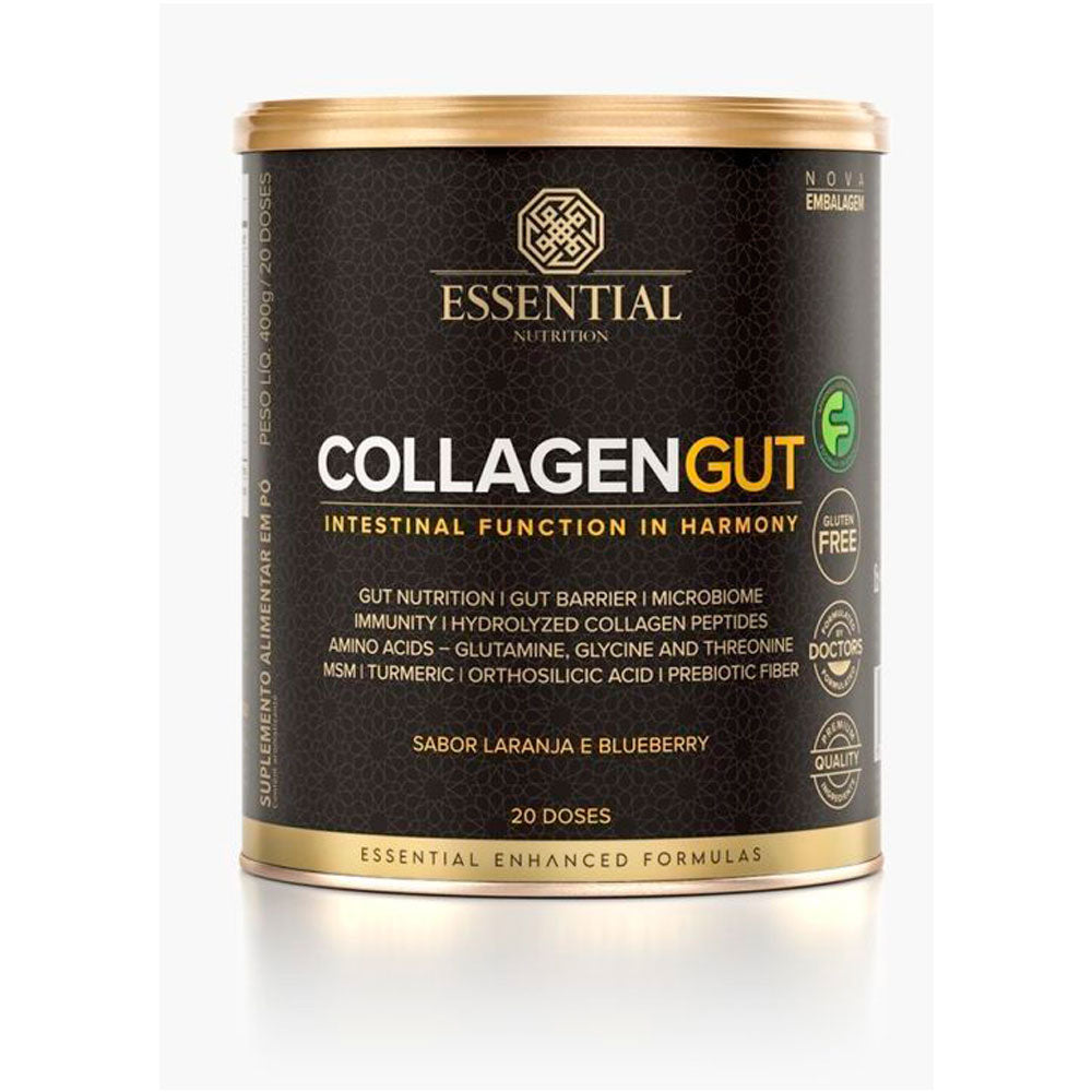 Colágeno Collagen Gut Laranja e Blueberry Essential Nutrition 400g