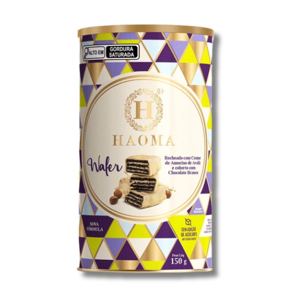 Lata de Wafer Chocolate Branco Haoma 150g