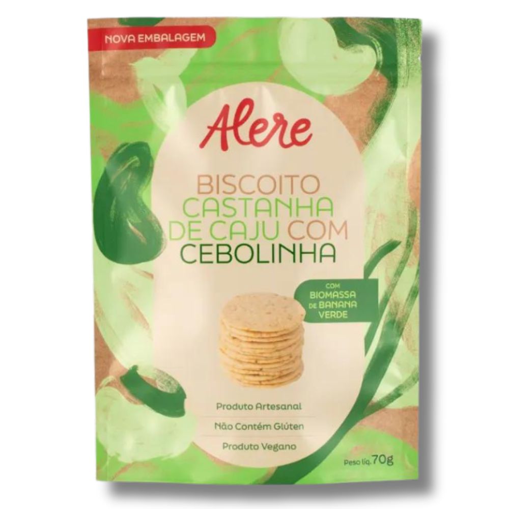 Biscoito de Castanha de Caju e Cebolinha Alere 70g