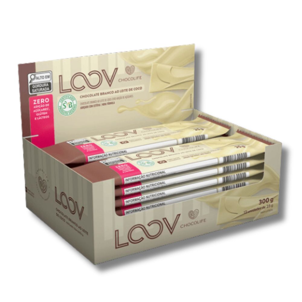 Chocolate Ao Leite de Coco Loov Chocolife (cx c/ 12 un de 25g)