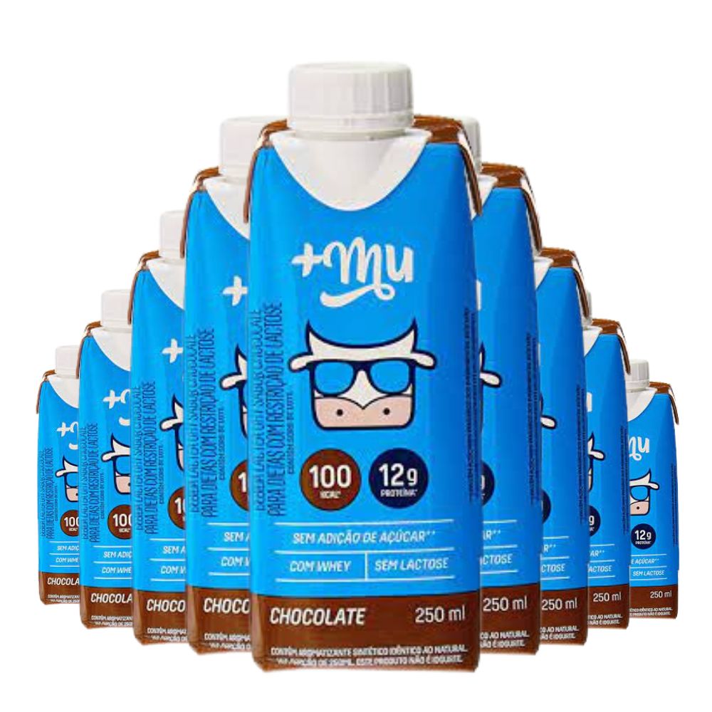 Bebida Láctea UHT Sabor Chocolate Pronto +Mu - Caixa com 24 Unidades de 250 ml