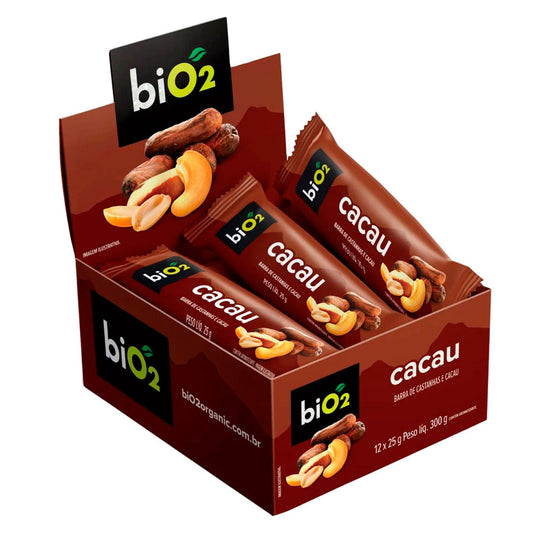 Barra de Castanhas e Frutas Cacau biO2 Nuts (Cx 12un de 25g)