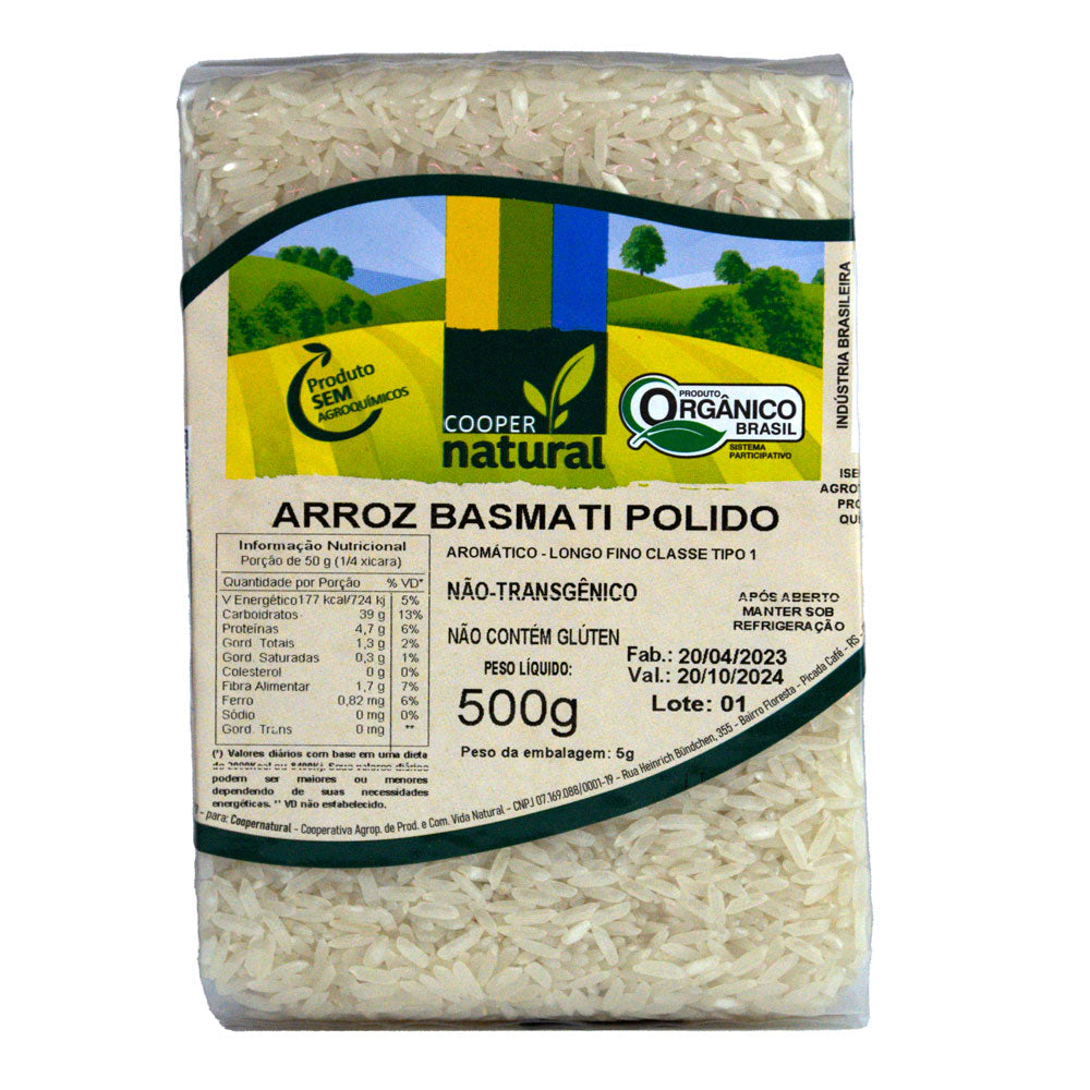 Arroz Basmati Orgânico Polido Coopernatural 500g