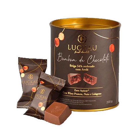 Bombom de Chocolate Belga 54% Cacau Zero Açúcar Luckau 200g