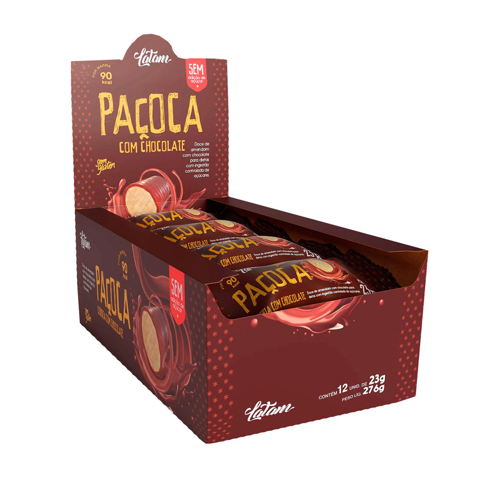 Paçoca com Chocolate Zero Latam (Cx c/ 12un de 23g)