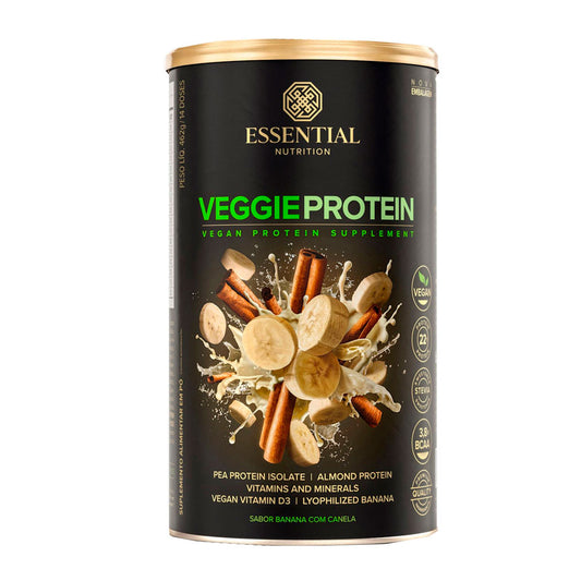 Proteína Vegetal Veggie Protein Banana com Canela Essential Nutrition 462G