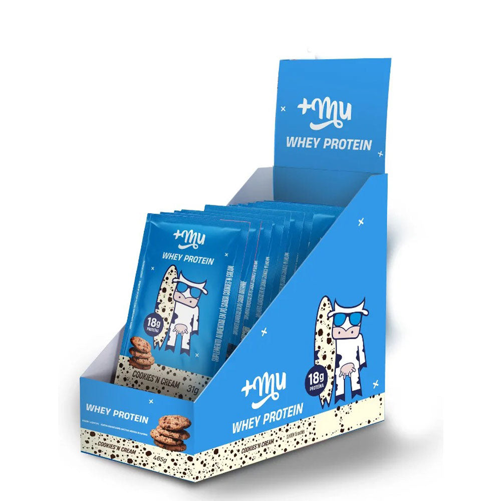 Whey Protein Cookies'n Cream +Mu (Cx c/15 Sachês de 31g)