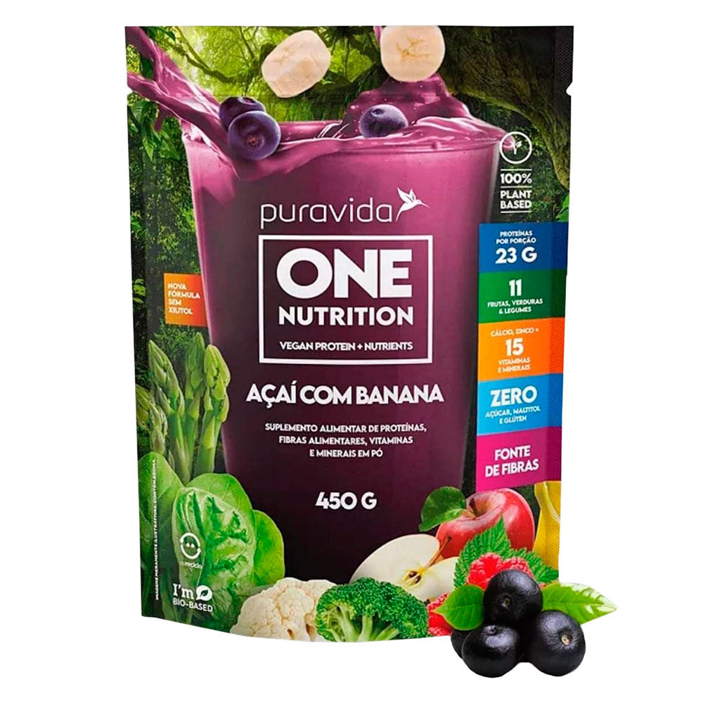 Proteína Vegetal One Nutrition Açaí Banana Puravida 450g