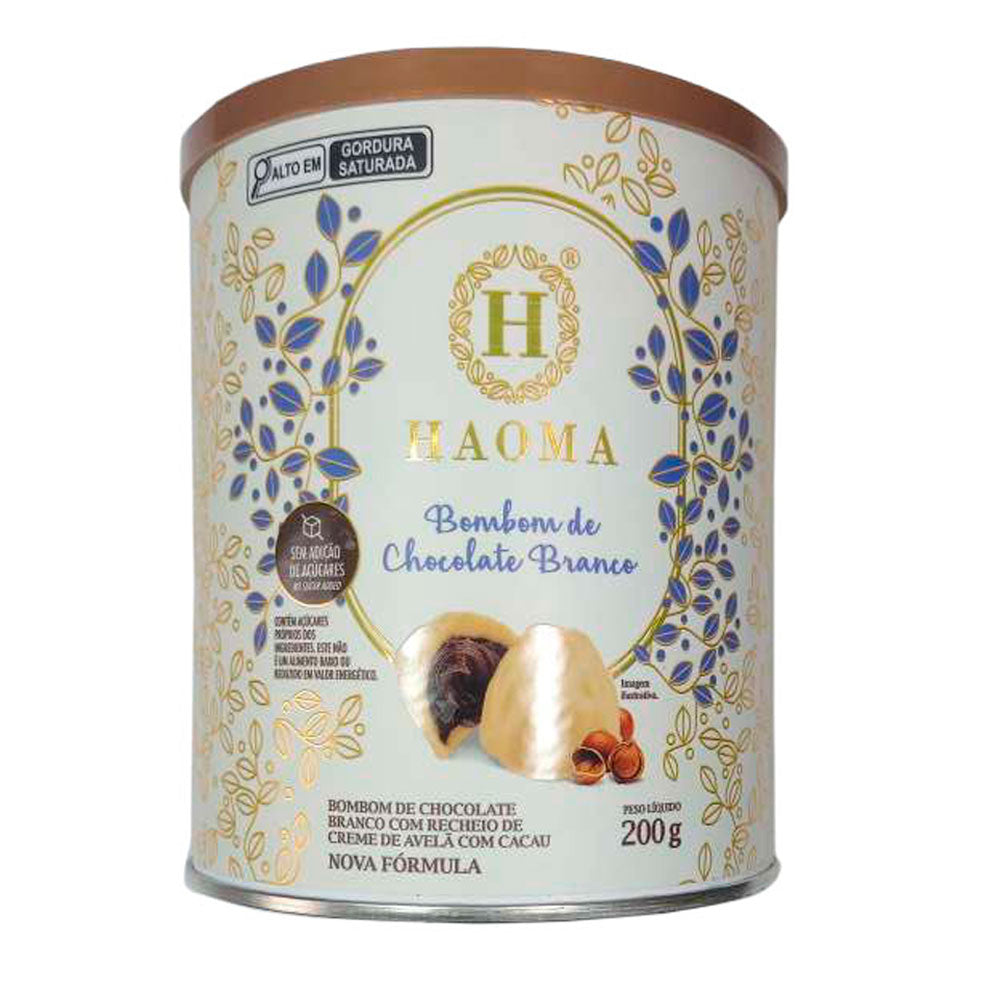 Lata de Bombom Chocolate Branco Haoma 200g