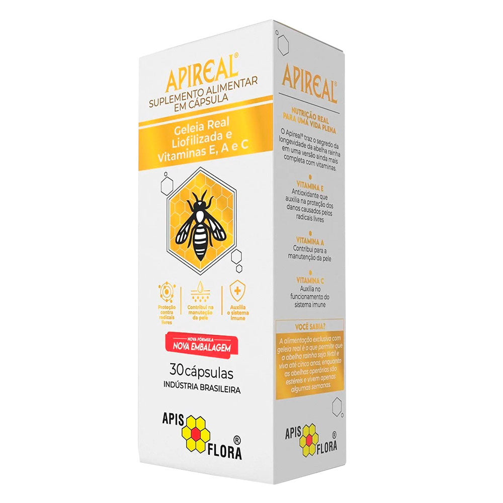 Geléia Real Natural Liofilizada Apireal Apis Flora 30 caps