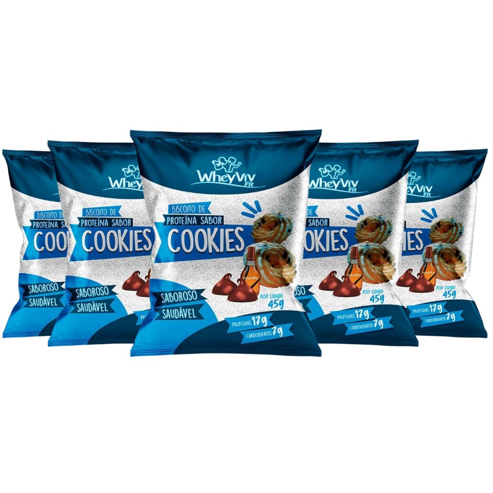 Kit Biscoito de Proteína Sabor Cookies Wheyviv (5un de 45g)