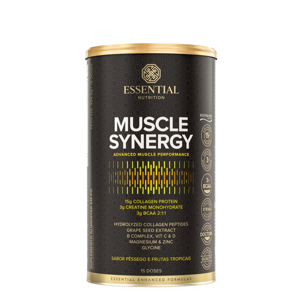 Pré-Treino Muscle Synergy Pessêgo E Frutas Tropicais Essential 454,5G