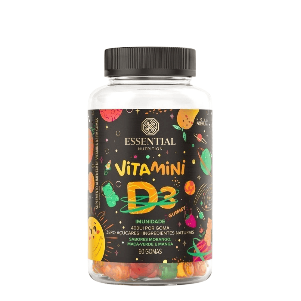 Multivitamínico Vitamini D3 Morango, Maça Verde E Manga Essential 60Un