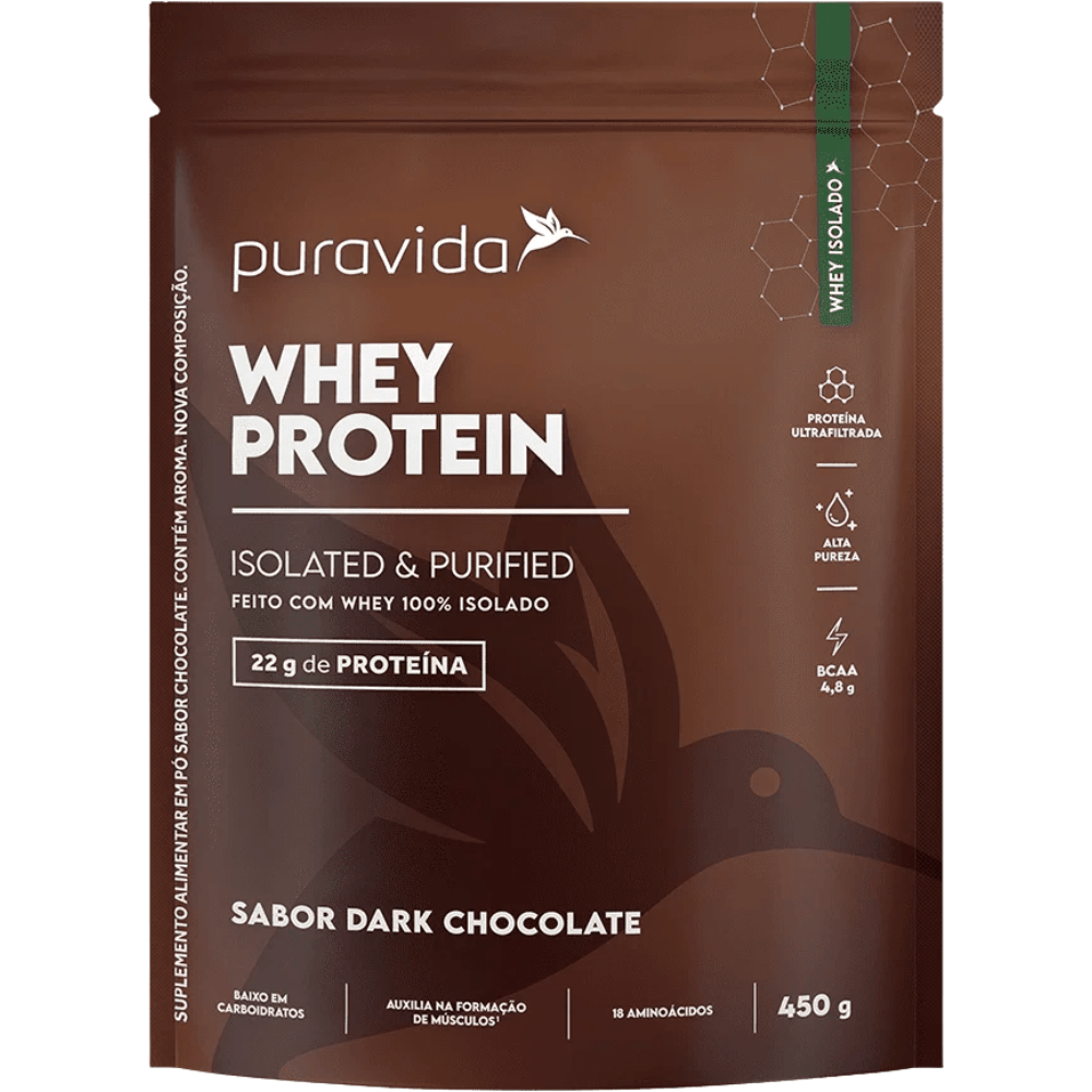 Whey Protein 100% Isolado Dark Chocolate Puravida 450G