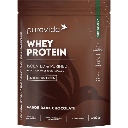 Whey Protein 100% Isolado Dark Chocolate Puravida 450G