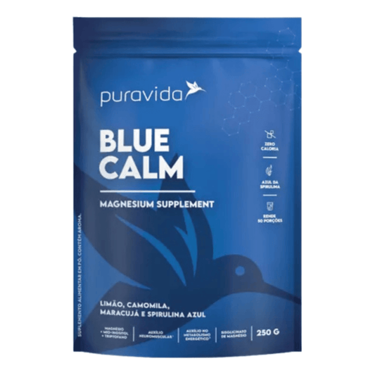Magnésio Blue Calm Limão, Camomila, Maracujá E Spirulina Azul Puravida 250G