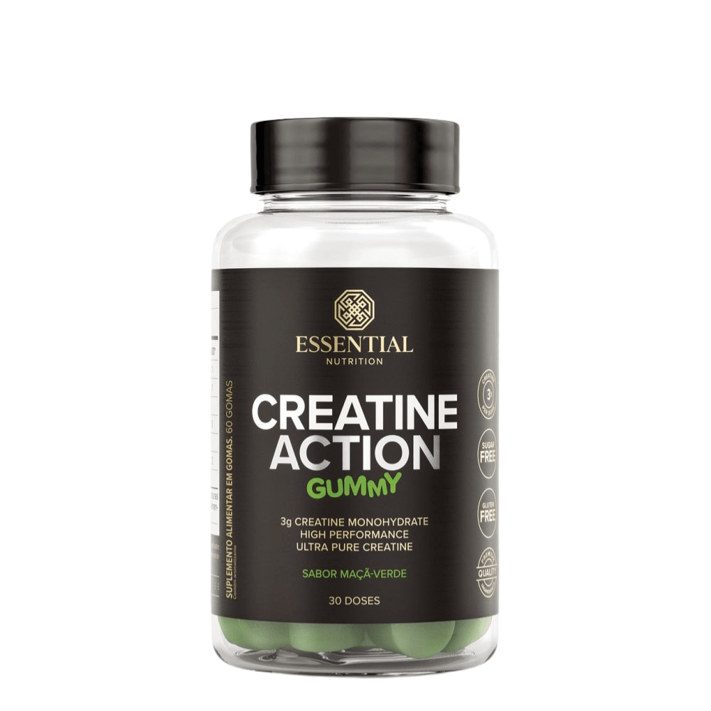 Creatina Action Gummy Maçã Verde Essential 60Caps