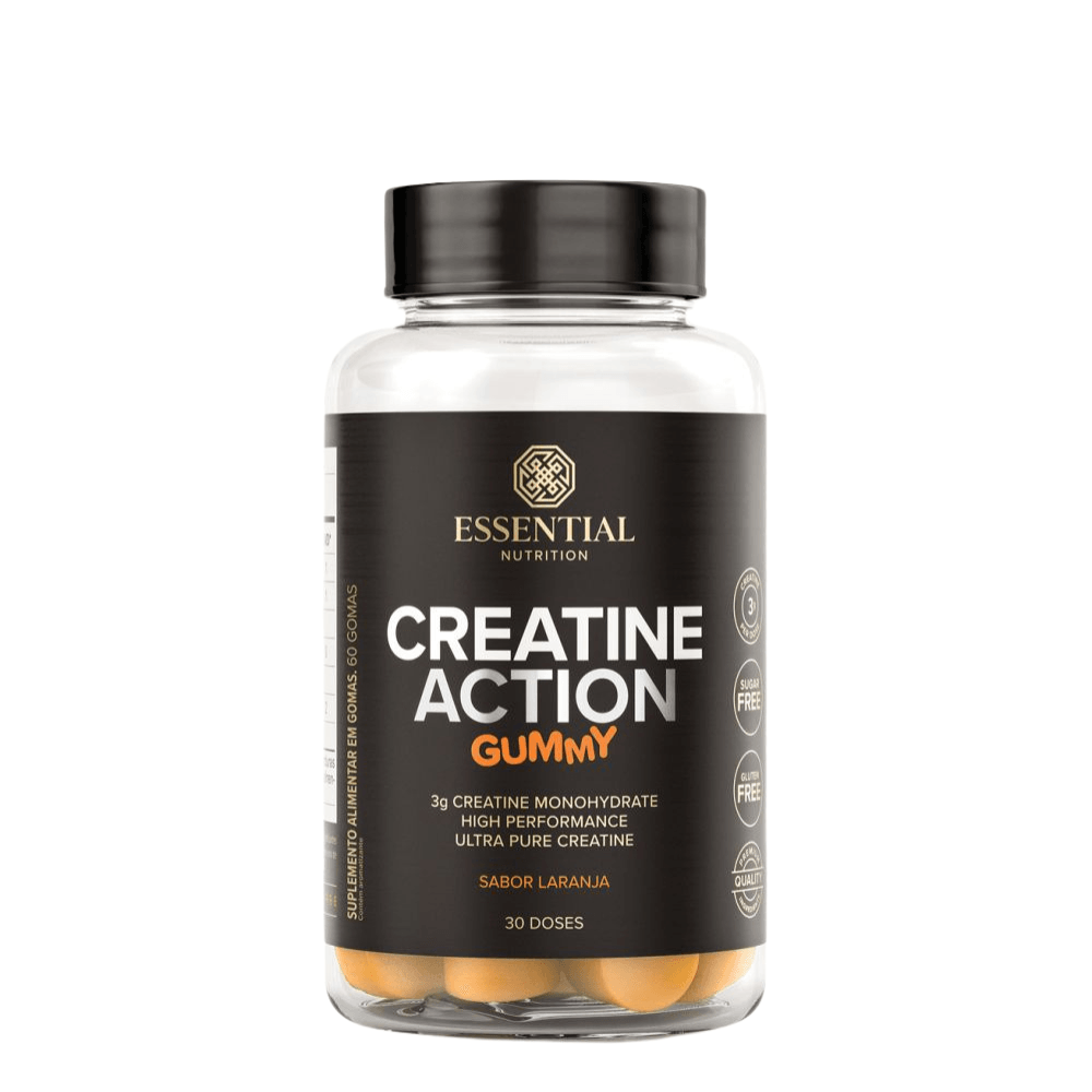 Creatina Action Gummy Laranja Essential 60Caps
