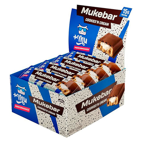 Barra de Proteína Mukebar Cookies and Cream Muke (cx c/ 12un de 60g)
