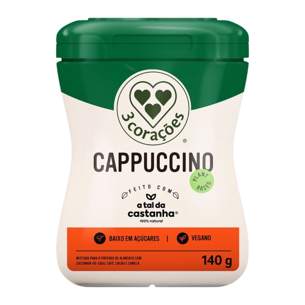 3 Corações Cappuccino Vegano em Pó 140 g