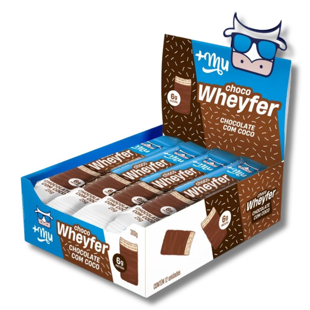 Wafer Chocowheyfer Sabor Chocolate com Coco +Mu (Cx c/ 12un de 25g)