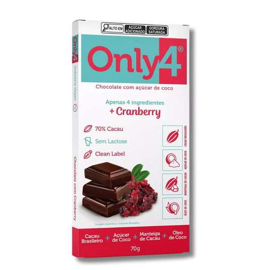 Chocolate 70% Cacau com Cranberry Zero Only4 70g