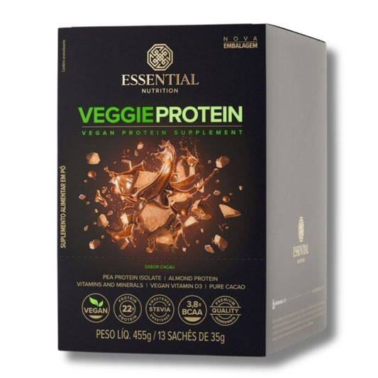 Veggie Protein Cacau Essential Nutrition 13 Sachês de 35g