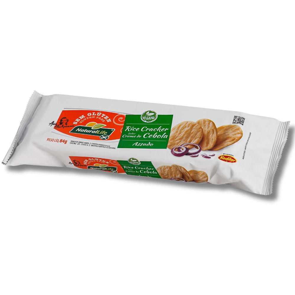 Cracker de Arroz Assado Sem Glúten Cebola Natural Life 84g