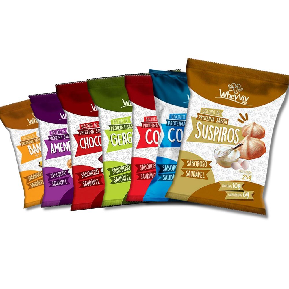 Kit 6 Biscoitos Sortidos 45g + 1 Suspiro 25g Wheyviv