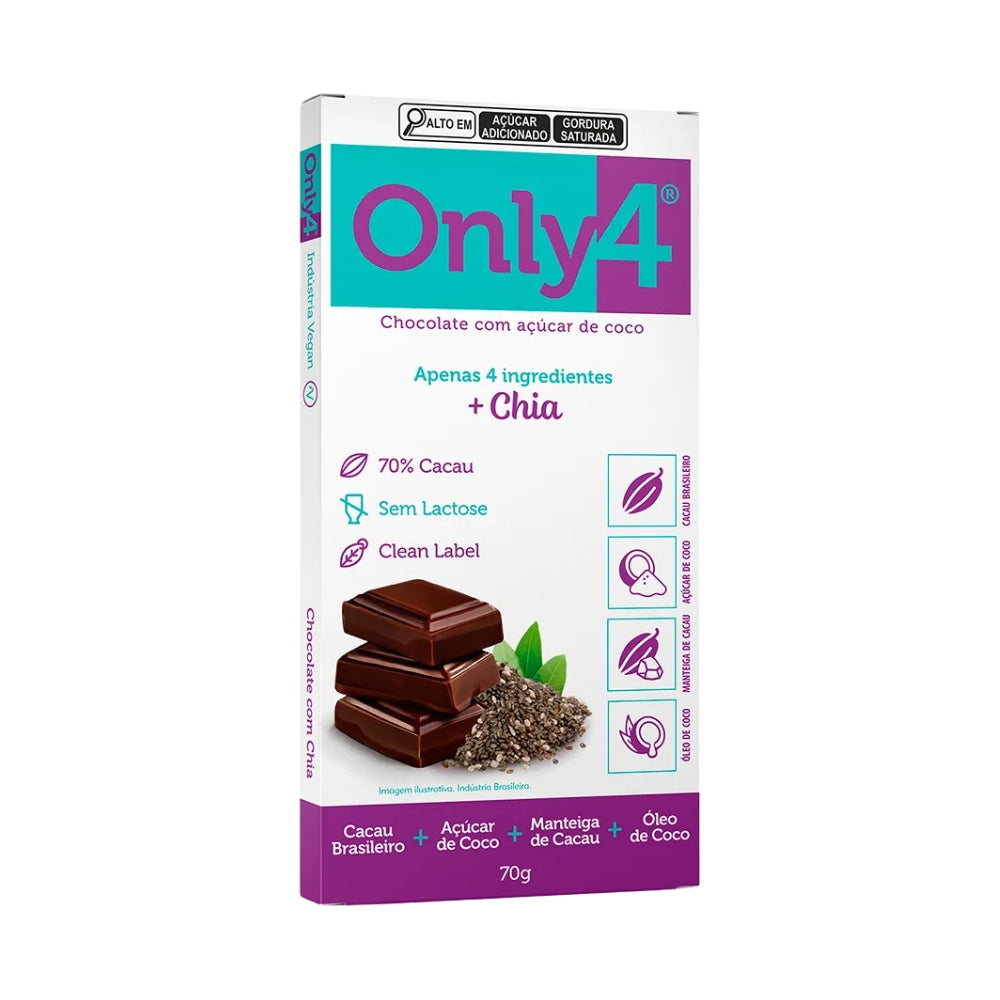 Chocolate 70% Cacau com Chia Zero Only4 70g