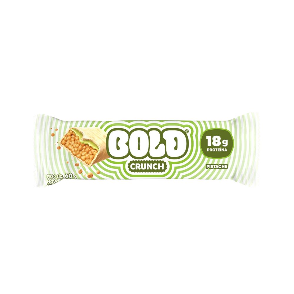 Barra de Proteína Bold Crunch Sabor Pistache - Caixa com 12 unidades de 60 g cada