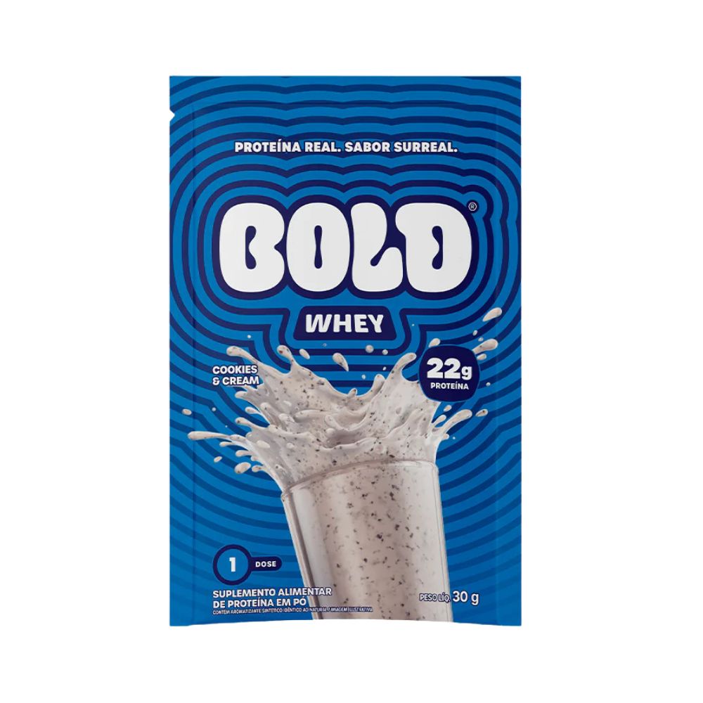 - Bold Whey Protein Cookies & Cream, 30 g Sachet (Display of 10)
- Bold Whey Protein Cookies & Cream, Sachê 30 g (Display com 10 unidades)